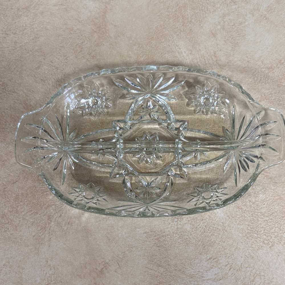 Anchor Hocking Clear Glass Serving Dish “Star of David”